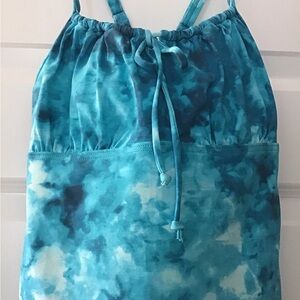 Lands End ~ Tie Front Underwire Tankini Top ~ 8 ~ Turquoise ~ NWOT
